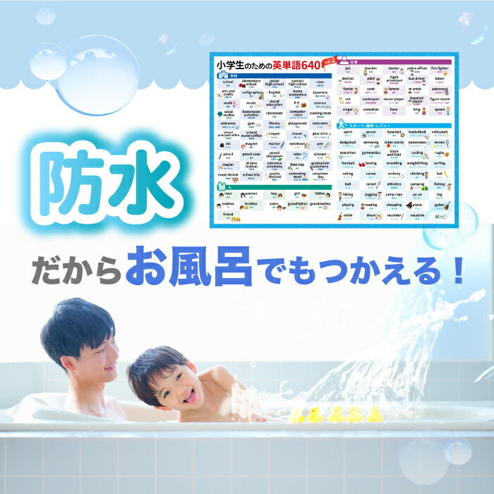 英単語640語収録!桜弥生 知育お風呂ポスター5枚セット 防水A3サイズ