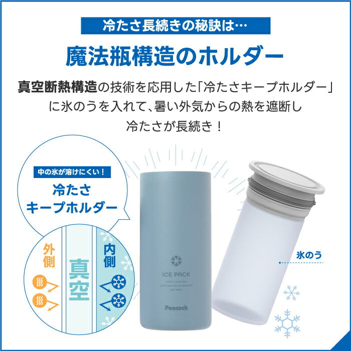 ピーコック ネッククーラー ラージサイズ 真空断熱構造で長時間保冷 氷嚢付き 熱中症対策に最適 夏のアウトドアに◎