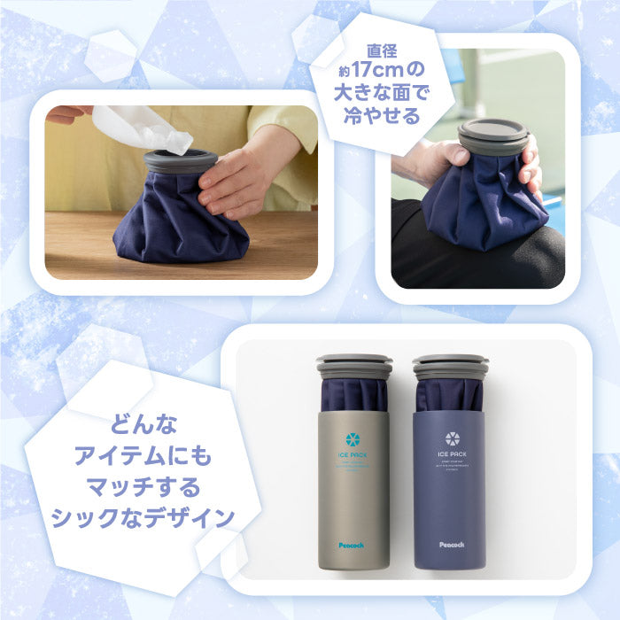 ピーコック ネッククーラー ラージサイズ 布製氷嚢&魔法瓶ホルダー付き 長時間冷却・熱中症対策に最適