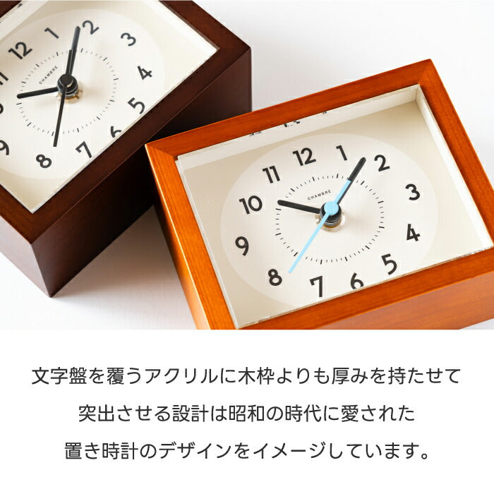 CHAMBRE 木製アナログ置き時計 国産ヒノキ使用 静音スイープ式 おしゃれなデスククロック 日本製ギフトにも