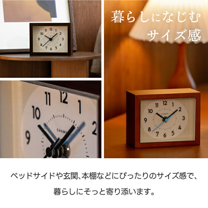 CHAMBRE 木製アナログ置き時計 国産ヒノキ使用 静音スイープ式 おしゃれなデスククロック 日本製ギフトにも