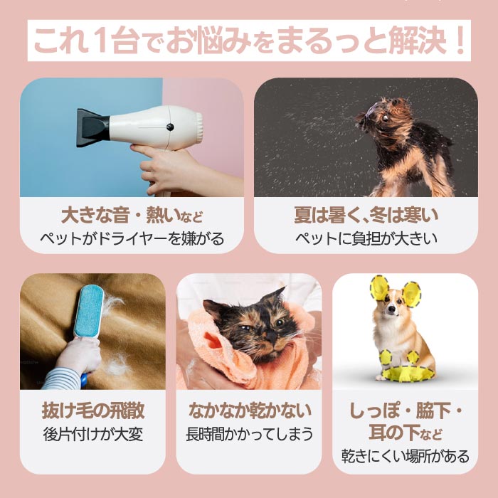 ペットドライルーム 50L 静音 自動温風 除菌機能付 小型犬・猫用 時短乾燥&脱走防止