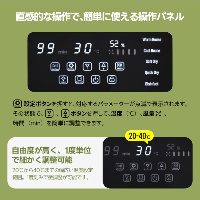 ペットドライルーム 50L 静音 自動温風 除菌機能付 小型犬・猫用 時短乾燥&脱走防止