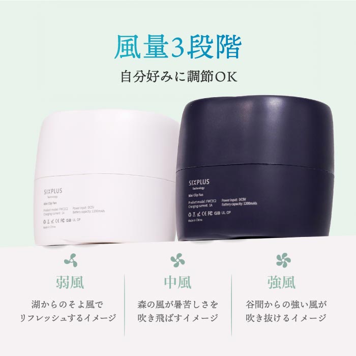 SIXPLUS クリップ扇風機 USB卓上 小型静音 3段階風量調節 暑さ・熱中症対策に最適