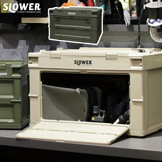 SLOWER 折りたたみ収納ボックス 50L 大容量 前開き アウトドア・防災用