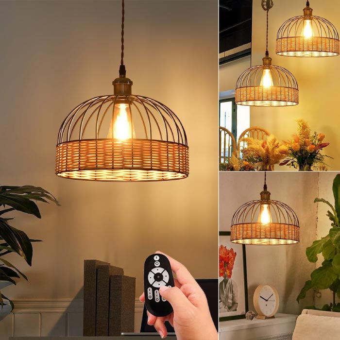 おしゃれ編み式ペンダントライト 直径30cm 調光調色LED・リモコン付 天井照明