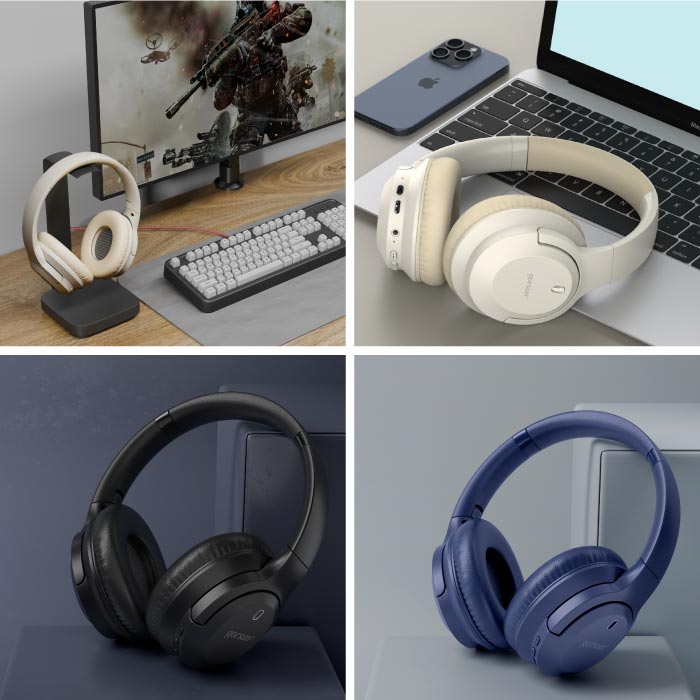 Bluetooth5.3対応 ワイヤレスヘッドフォン 高音質 ノイズキャンセリング 軽量 折りたたみ式 通話対応