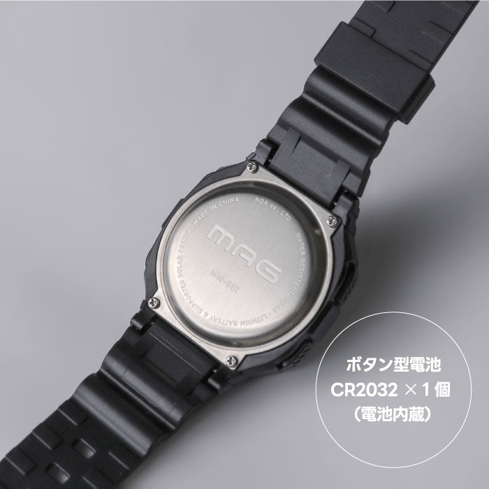 MAGルクサー ソーラー&電池駆動の多機能デジタル腕時計 防水・軽量で快適◎