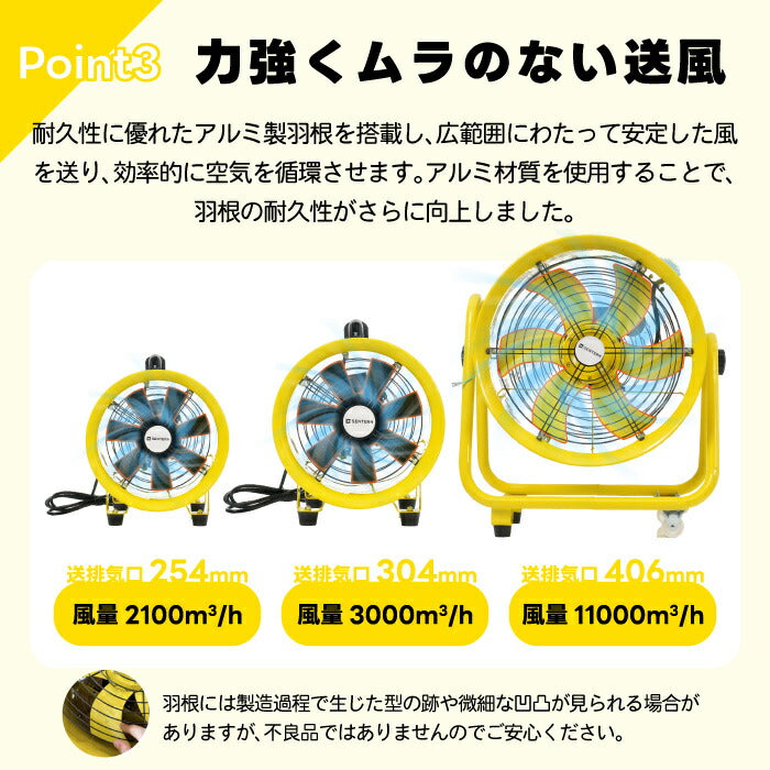 業務用 工業扇風機 強力送風 ダクト・排気ホース付 防水仕様 大風量 換気ファン 床置き型 省エネモデル PSE適合