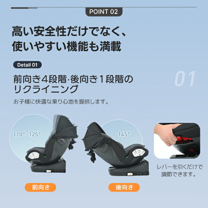 チャイルドシート 新生児〜12歳対応 ISOFIX 360度回転 R129適合 UVキャノピー付 洗える ギフトにも