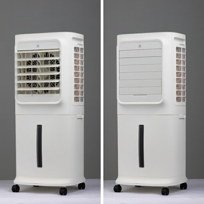 QUADS 冷風扇 上部給水式・大容量10L 気化式送風機 リモコン付 静音・省エネ スリム設計 キャスター付 夏物家電