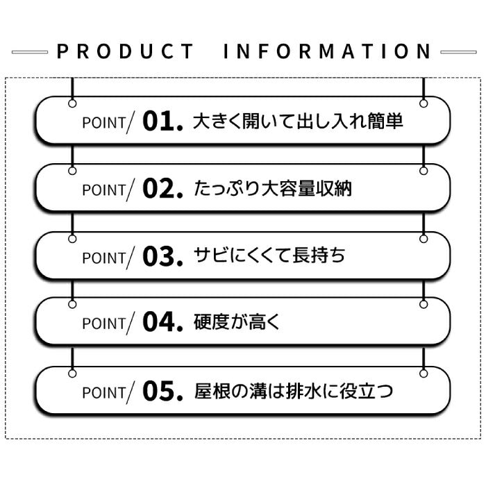 屋外用ゴミ保管庫 スチール製収納庫 防水ストッカー 底板なし