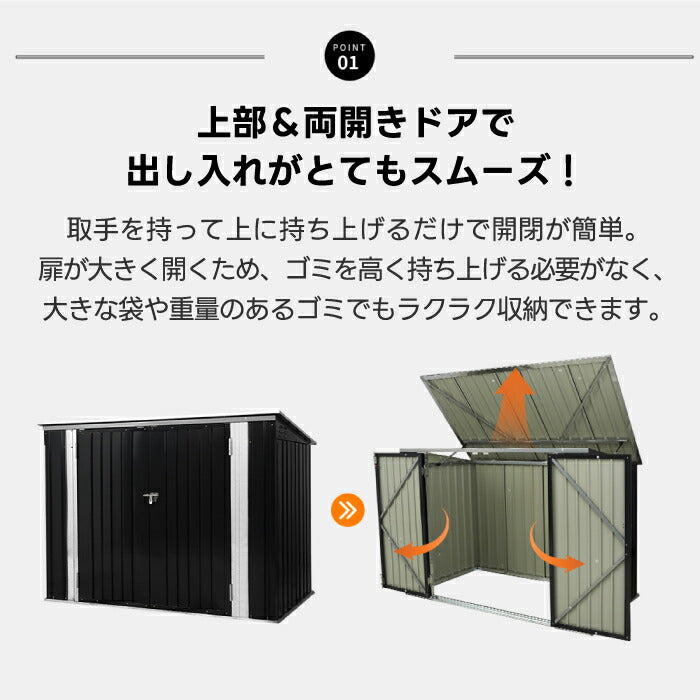 屋外用ゴミ保管庫 スチール製収納庫 防水ストッカー 底板なし