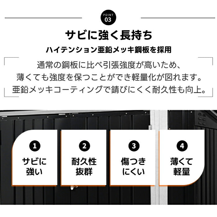 屋外用ゴミ保管庫 スチール製収納庫 防水ストッカー 底板なし