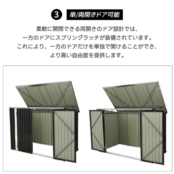 屋外用ゴミ保管庫 スチール製収納庫 防水ストッカー 底板なし