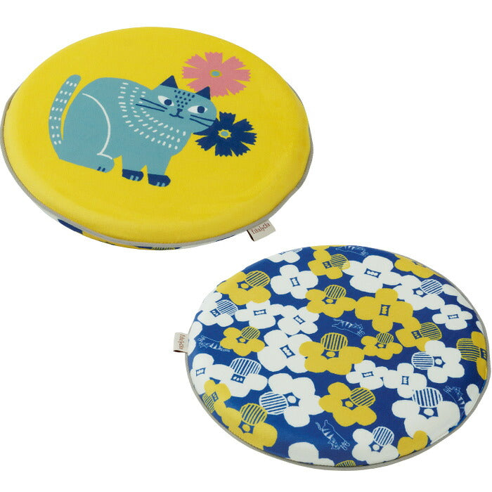 シートクッション 椅子用 低反発 クッション 厚手 4cm 丸型 座布団 35cm ひも付き fikalycka 猫 おしゃれ かわいい 北欧 子供 学習椅子 フロアクッション お尻が痛くない 体圧分散 冷え対策 リバーシブル ダイニング 在宅ワーク デスクワーク 新生活