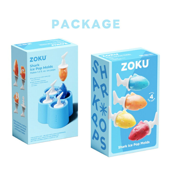 アイスモールド サメ型 アイス型 シリコン 4本 製氷皿 ZOKU 食べると骨格 サプライズ BPAフリー 手作りアイス おもしろ 骨 アイスキャンディーメーカー 取り出しやすい