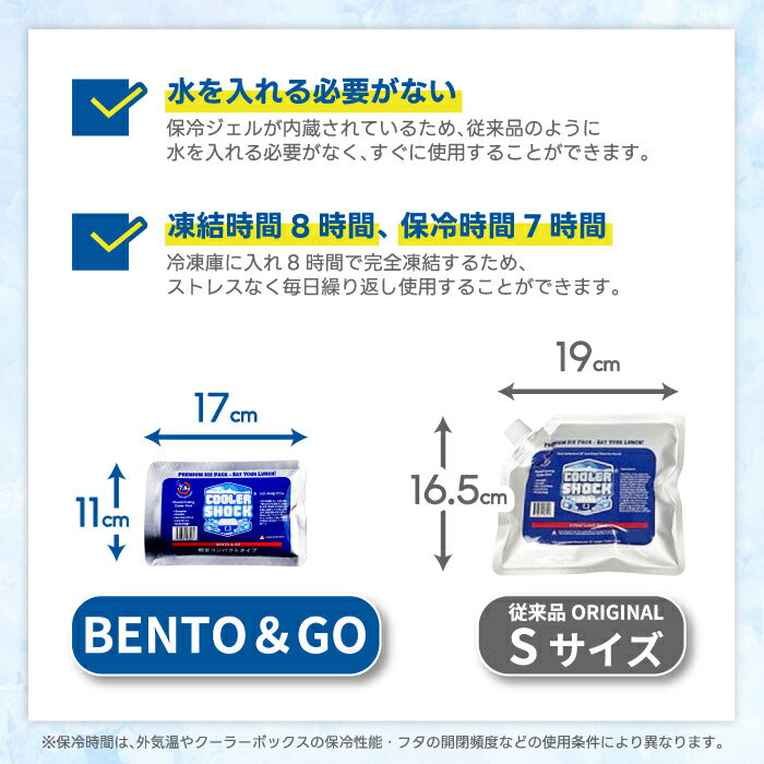 保冷剤 弁当用 長時間 クーラーショック BENTO & GO COOLER SHOCK -7.8℃ 繰り返し使える 強力 保冷パック コンパクト 食中毒対策 夏 ランチバッグ用 アイスパック 薄型 軽量 通勤 通学 子供 運動会 スポーツ 部活 BBQ 防災用 塾 冷却 医療用技術応用