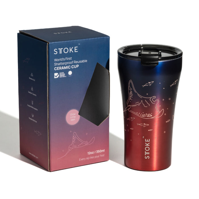 STTOKE タンブラー 355ml オーシャンシリーズ おしゃれ 蓋付き ストーク 直飲み セラミックコーティング 保温保冷 ステンレス キャリー ストラップ マイボトル マグカップ 水筒 真空断熱 軽量 漏れない イルカ 海 動物 洗いやすい アウトドア