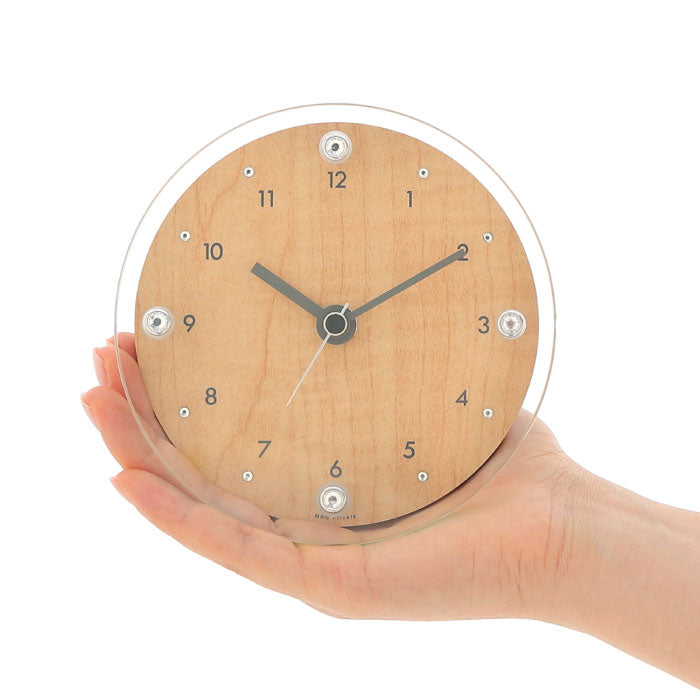 MAG ティアモント 置き掛け兼用時計 アナログ 静音 木目調 ラインストーン付 おしゃれ