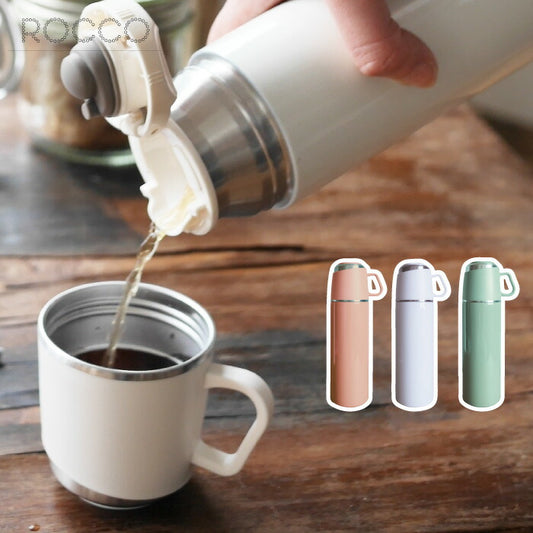 ワンタッチ式水筒 コップ付き 茶こし付 直飲み対応 500ml ROCCO