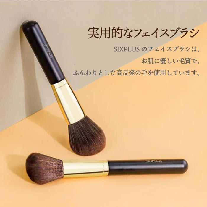 SIXPLUS メイクブラシ2本セット｜ポーチ付き・高級ナイロン毛・ギフトに