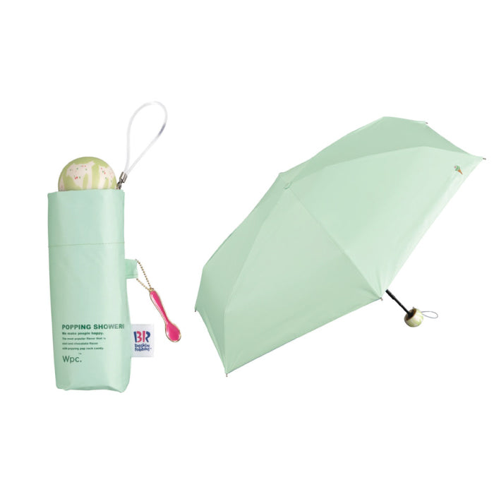 Wpc. サーティワン アイスクリーム コラボ 折りたたみ傘 かわいい 晴雨兼用 日傘 遮光100% UVカット UPF50+ 遮熱 接触冷感 ひんやり 撥水 軽量 コンパクト ポーチ付き レディース 刺繍 スプーンチャーム付き 雨傘 紫外線対策 熱中症対策 暑さ対策 旅行 通勤 通学 ギフト
