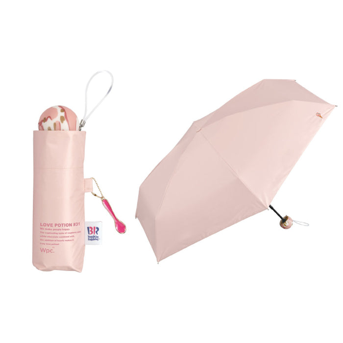 Wpc. サーティワン アイスクリーム コラボ 折りたたみ傘 かわいい 晴雨兼用 日傘 遮光100% UVカット UPF50+ 遮熱 接触冷感 ひんやり 撥水 軽量 コンパクト ポーチ付き レディース 刺繍 スプーンチャーム付き 雨傘 紫外線対策 熱中症対策 暑さ対策 旅行 通勤 通学 ギフト