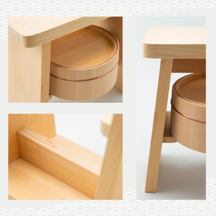 【受注生産】100percent 木製風呂椅子 サワラ材使用 日本製 手作り 高座面 上質バススツール ギフトに