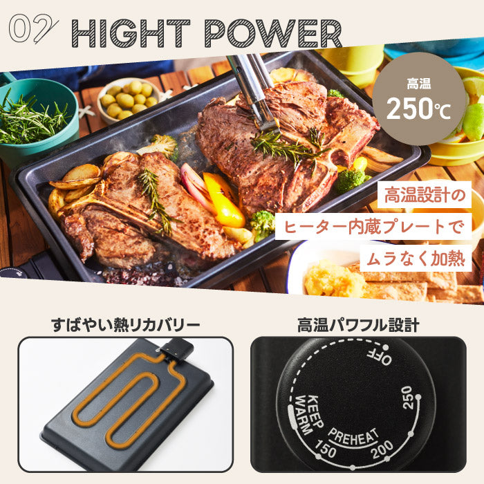 ブルーノ 電気ホットプレート 蓋付き BRUNO フラットホットプレート 大容量 4～5人用 電気プレート 高火力 温度調節可能 スリム 収納 IPX4防滴 洗える コンパクト キッチン家電 おしゃれ 北欧風 アウトドア キャンプ 結婚祝い プレゼント ギフト