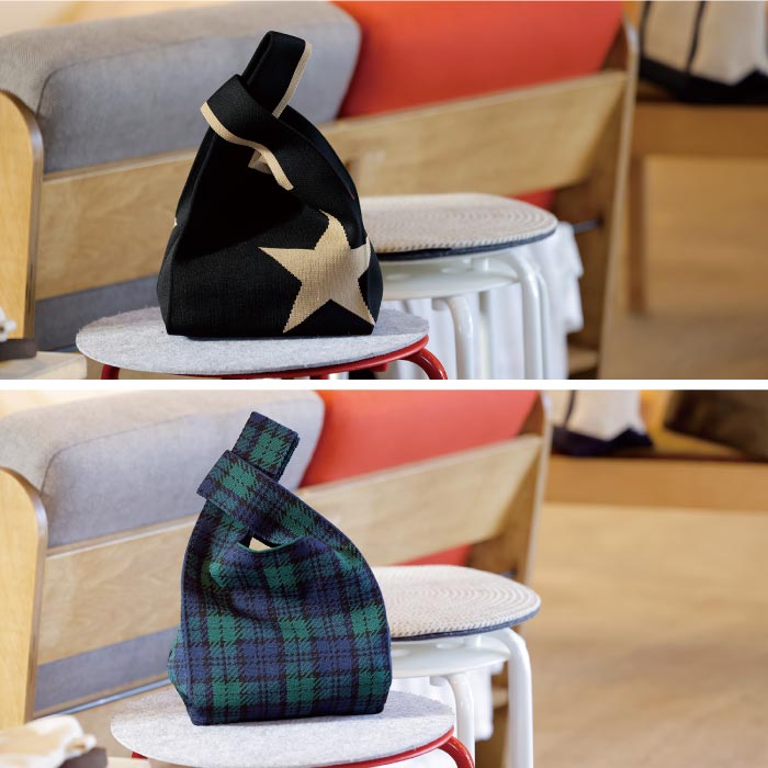 ニットバッグ ケープ｜pebble レジ袋風トート・星柄・おしゃれで便利なサブバッグ