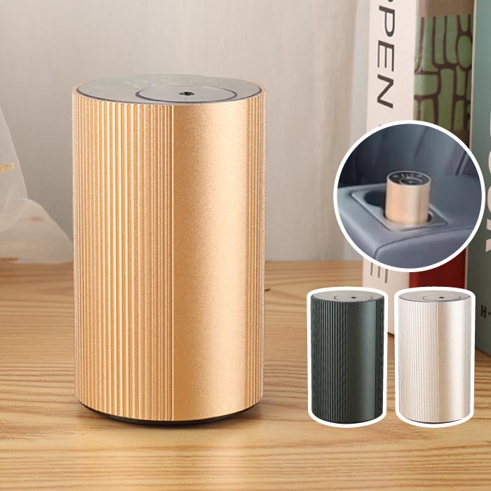 アロマディフューザー 車用 ネブライザー式 芳香器 水なし USB充電式 コードレス 間欠 香り ドリンクホルダーサイズ コンパクト 癒し インテリア おしゃれ ギフト 寝室 玄関 トイレ