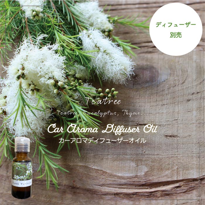 カーアロマディフューザーオイル ティートゥリー 20ml 癒し 清涼感 リフレッシュ 気分転換 アロマオイル ユーカリ タイム 調合香料 車用 アロマ