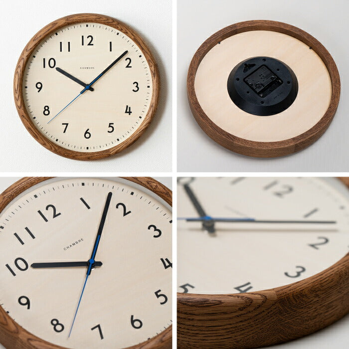 掛け時計 壁掛け時計 CHAMBRE シャンブル LIGNO CLOCK 木製 日本製 無垢材 天然木 静音 音がしない 連続秒針 スイープ おしゃれ 北欧 ナチュラル 和モダン 直径30cm ウォールクロック インテリア リビング 寝室 玄関 新築祝い 結婚祝い 引越し祝い 記念品 プレゼント ギフト