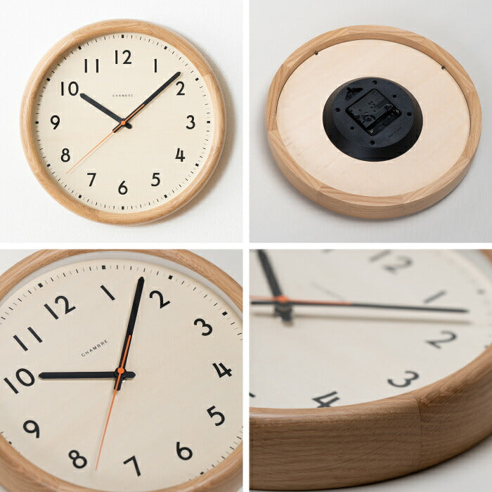 掛け時計 壁掛け時計 CHAMBRE シャンブル LIGNO CLOCK 木製 日本製 無垢材 天然木 静音 音がしない 連続秒針 スイープ おしゃれ 北欧 ナチュラル 和モダン 直径30cm ウォールクロック インテリア リビング 寝室 玄関 新築祝い 結婚祝い 引越し祝い 記念品 プレゼント ギフト