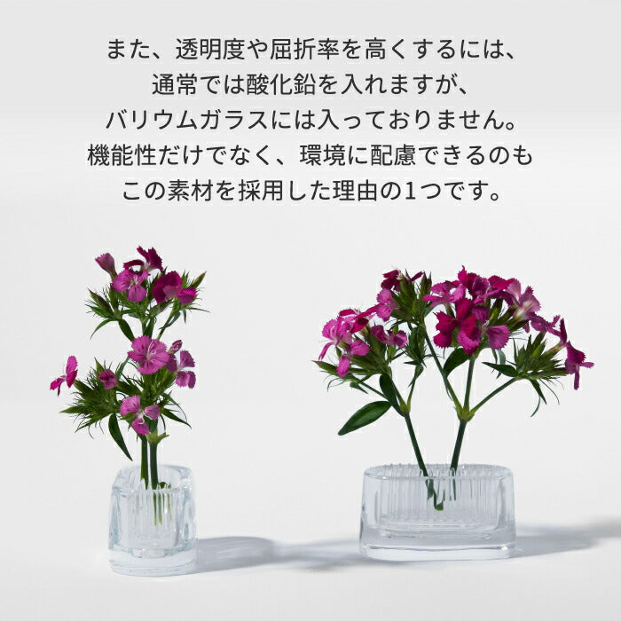 日本製+d ミチクサ オーバル｜楕円形ガラスの一輪挿し 卓上に映える北欧風花器
