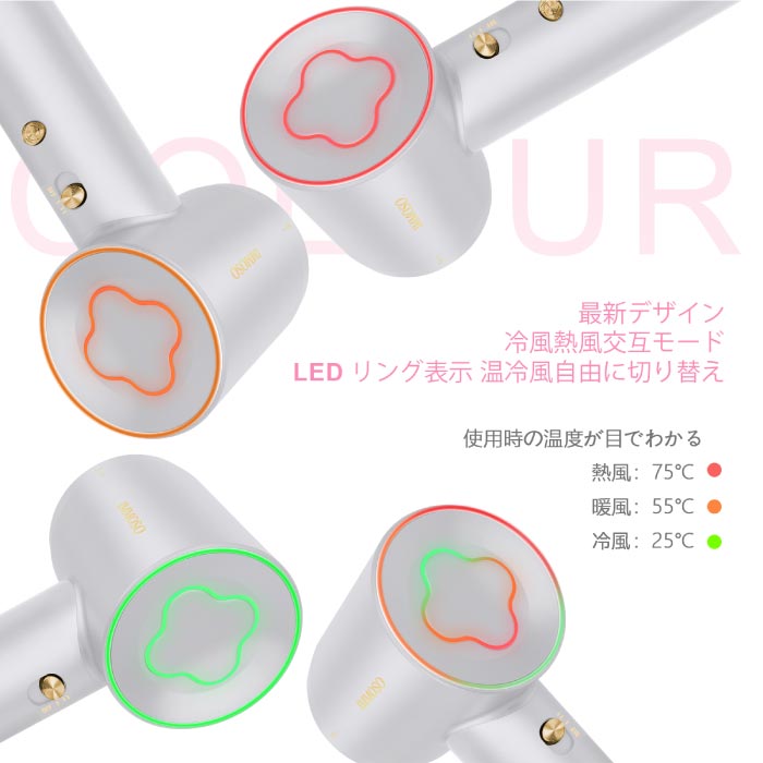 大風量マイナスイオン速乾ドライヤー 軽量＆静音 ツヤ髪ケアに最適 美容家電