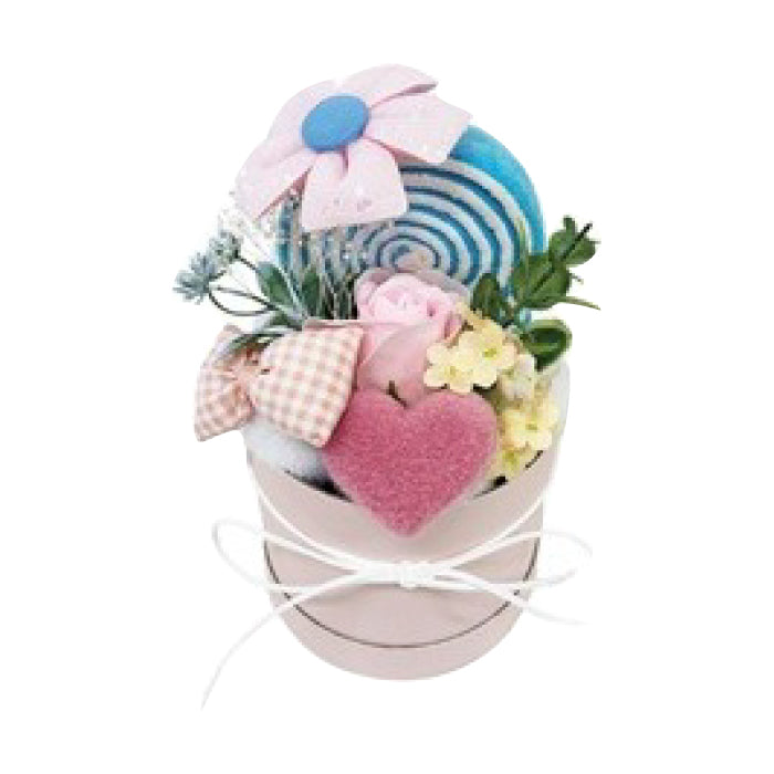 フラワーギフト ミニポット ニットフラワー ファンシーポット 枯れない花 かわいい ぬいぐるみ キャンディーモチーフ ケース入り リボン そのまま飾れる 花瓶不要 プチギフト 女性 誕生日 母の日 送別品 退職祝い 発表会 お礼 子供 プレゼント