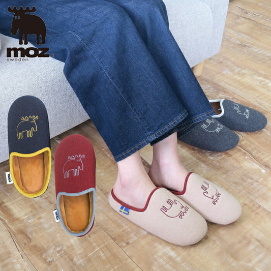 moz ルームシューズ フェルト製 チャールス型 滑り止め付 あったか 冬用 男女兼用 北欧風