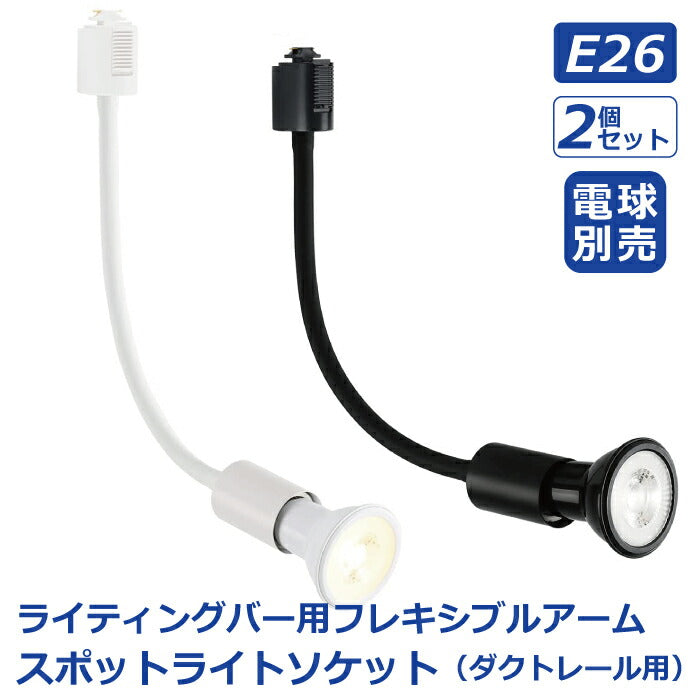 LED対応 ライティングレール用スポットライト 2個セット フレキシブルアーム 北欧風