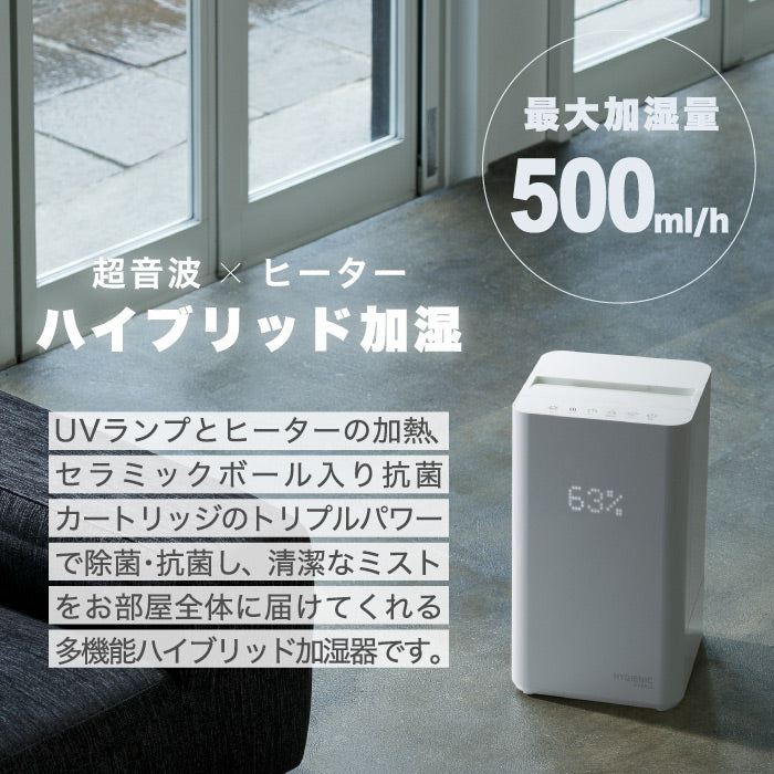 加湿器 上部給水式 5.5L ハイブリッド 加熱超音波 抗菌除菌 静音 リモコン付