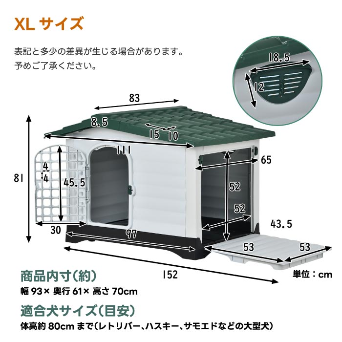 【楽天ランキング入賞】屋外対応 犬小屋 L・XLサイズ ドア・窓付き ペットハウス