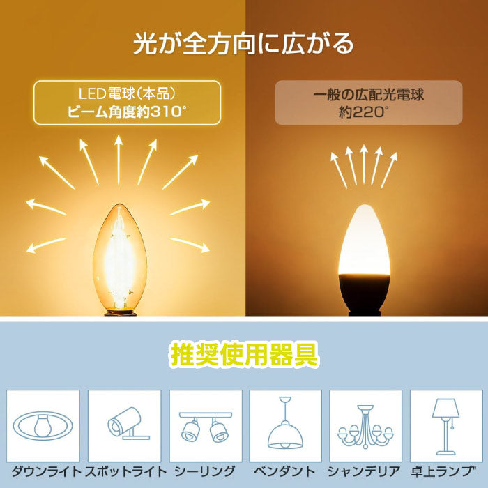 LED電球 E26 シャンデリア電球 キャンドル型 おしゃれ 調光調色 リモコン付き 4個セット 蝋燭型 フィラメント 50W形相当 600lm 無段階調光 遠隔操作 レトロ アンティーク カフェ風 電球色 昼白色 昼光色 ろうそく型 北欧 省エネ PSE 3年保証 電池別売