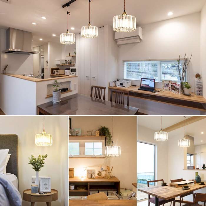 北欧風の水晶シェードが魅力のペンダントライト。引掛・ダクトレール式対応で設置簡単。おしゃれ空間に最適！