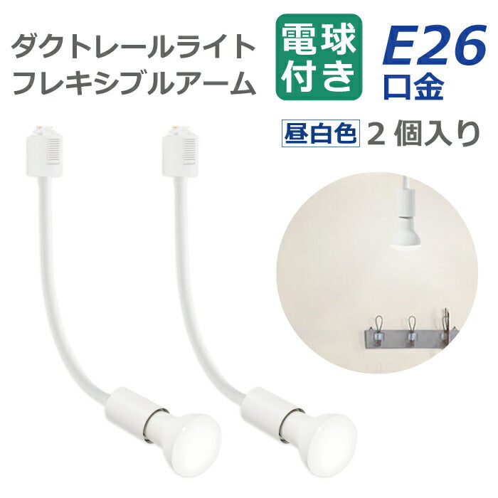 【2個セット】スポットライト ダクトレール用 電球付き LED電球 昼白色 E26 6.5W 50W形相当
