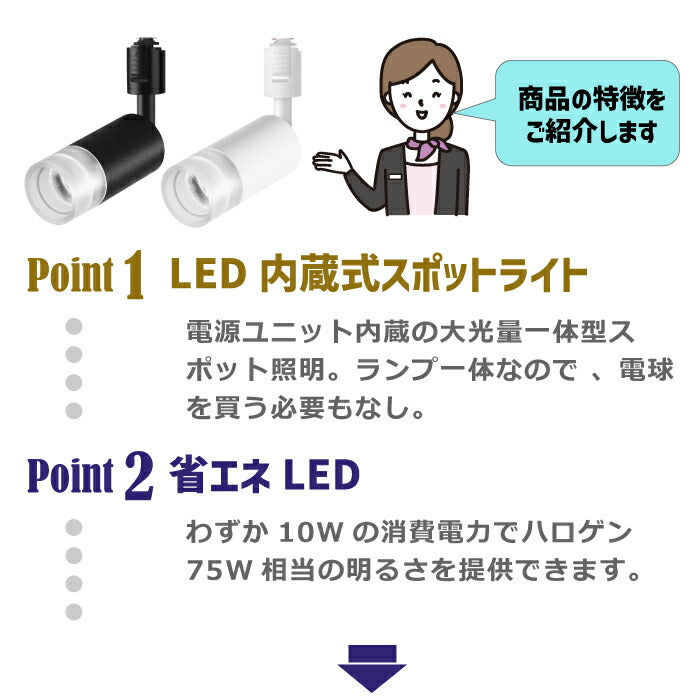 スポットライト ダクトレール 10W 75W相当 昼白色 LED搭載