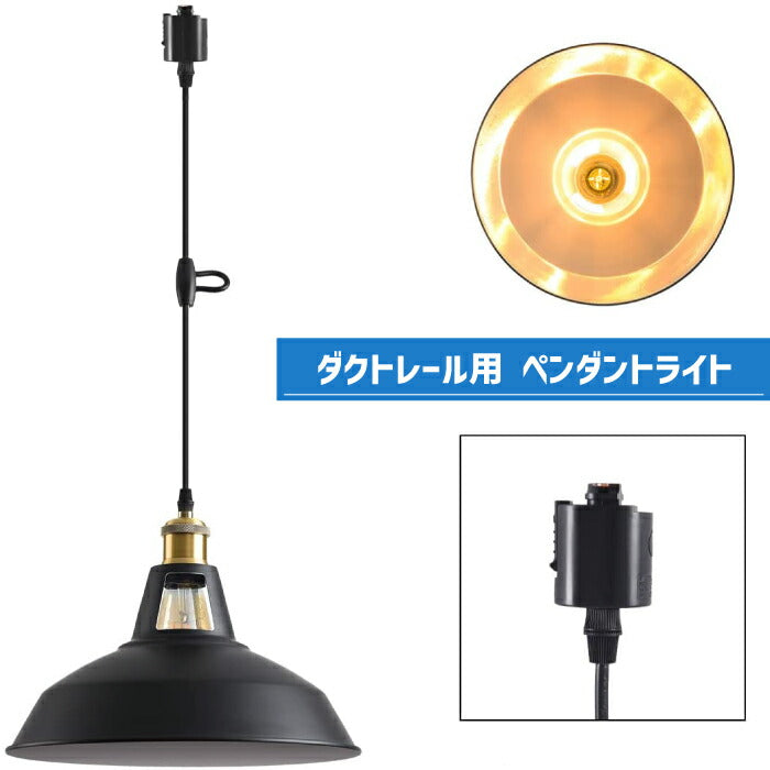 ペンダントライト ダクトレール E26口金 直径27cm LED電球付き 6W 60W形相当 電球色 エジソン電球