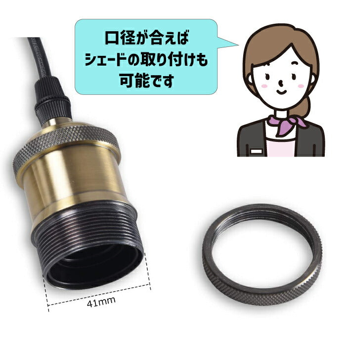 ペンダントライト ダクトレール E26口金 直径27cm LED電球付き 6W 60W形相当 電球色 エジソン電球