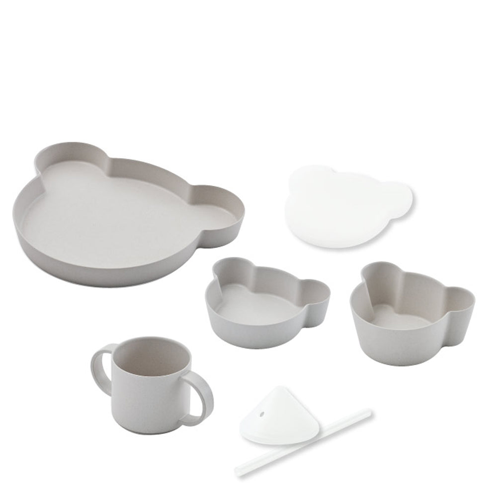 tak ベビー食器 ギフトセット ベア 6点セット 日本製 おしゃれ 竹配合 抗菌 蓋付き BPAフリー ビオキッズディッシュ お子様用食器 ストローマグ付き 出産祝い 電子レンジ 食洗機対応 割れにくい プレート ボウル マグカップ 赤ちゃん