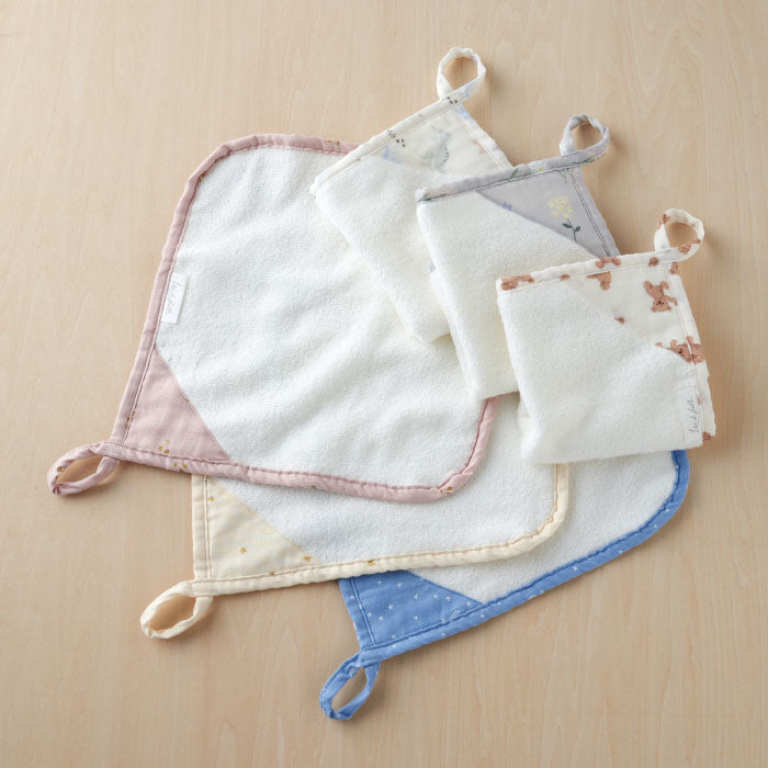 ループ付きタオル 28cm 正方形 紐付き ハンドタオル 子供用 大人用 花柄 星柄 ギフトにおすすめ